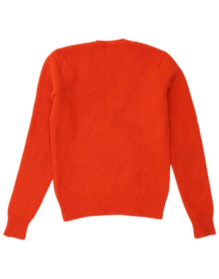 Ralph Lauren Damen-Pullover mit V-Ausschnitt, UK 12, mittelorange Wolle