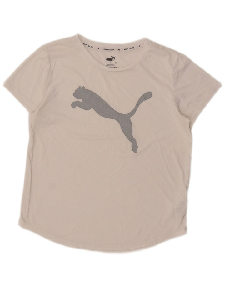PUMA Damen Graphic T-Shirt Top UK 14 Mittelweißes Polyester