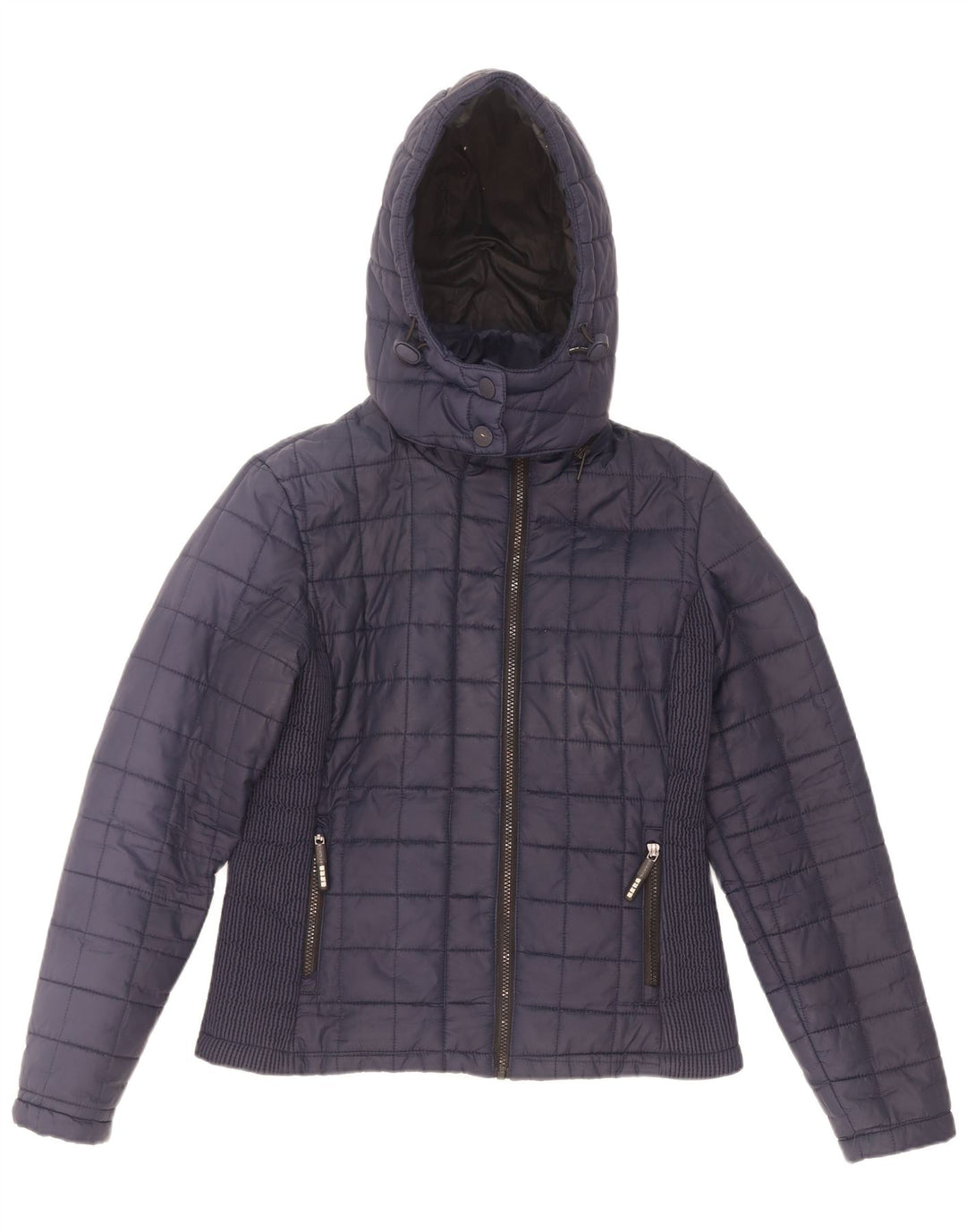 Superdry Wattierte Jacke mit Kapuze für Damen UK 12 Medium Marineblau Polyester