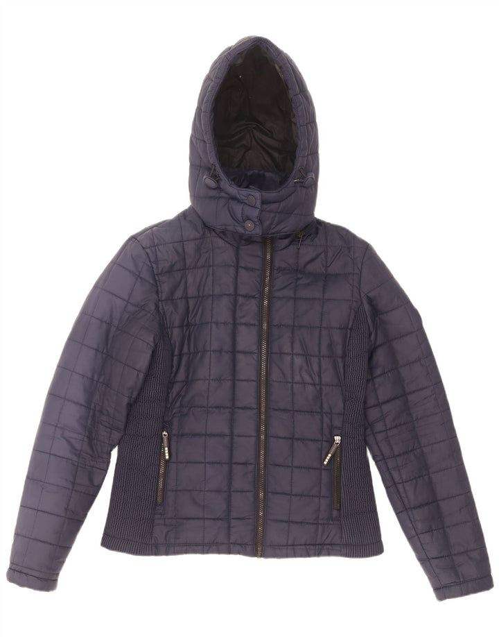 Superdry Wattierte Jacke mit Kapuze für Damen UK 12 Medium Marineblau Polyester