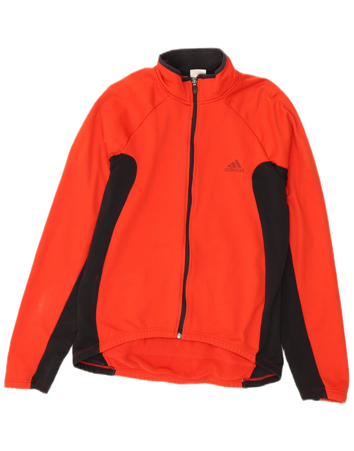 Adidas Herren-Trainingsanzug-Top-Jacke aus mittelrotem Colourblock-Polyester