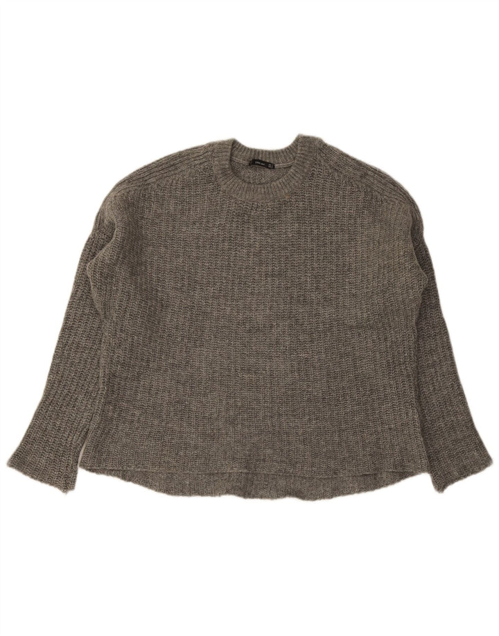 Zara Damen-Pullover, übergroß, Rundhalsausschnitt, Gr. 14, Mittelgrau