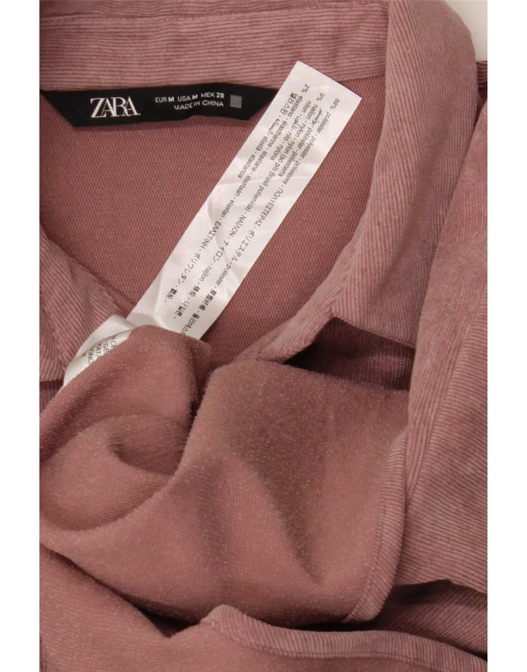 Zara Herren-Cord-Hemd mit lockerer Passform, Mittelrosa, Polyester