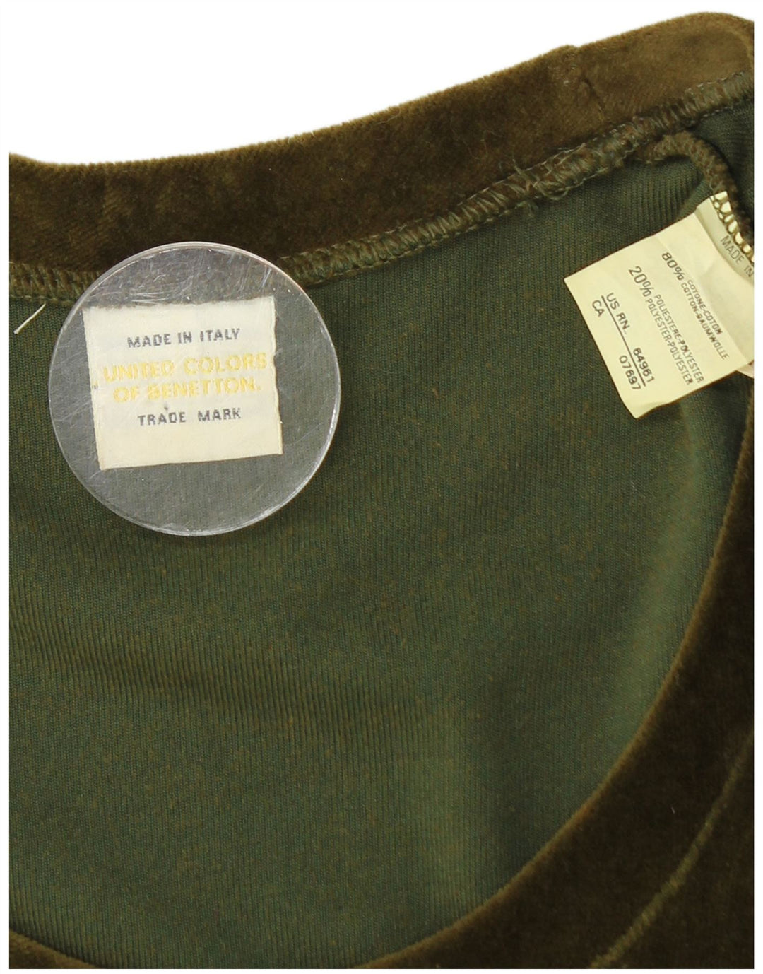 BENETTON Damen Langarm-Bodycon-Kleid aus Samt, Größe S, Größe S, Grün, Baumwolle