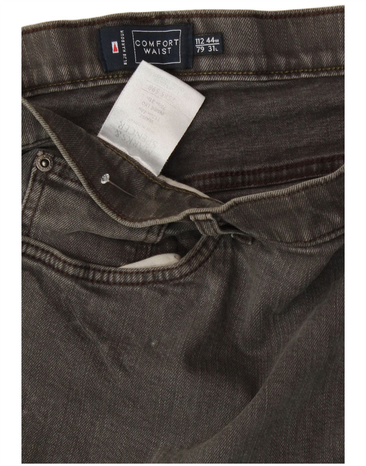 Marks & Spencer Herren Comfort Fit Straight Jeans W44 L31 Graue Baumwolle