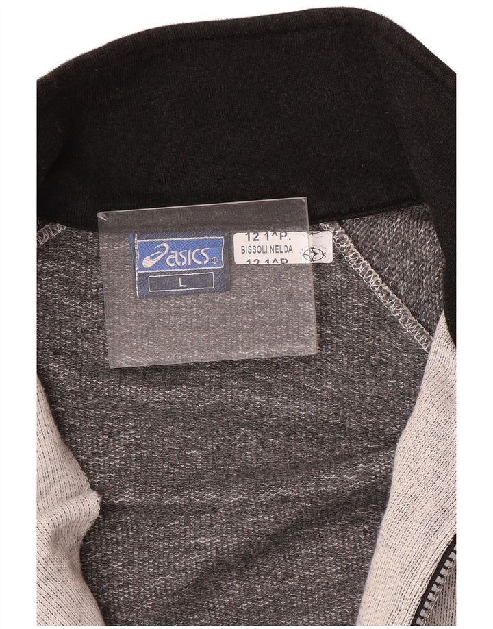 ASICS Herren-Trainingsanzug-Oberteil, große graue Farbblock-Baumwolle