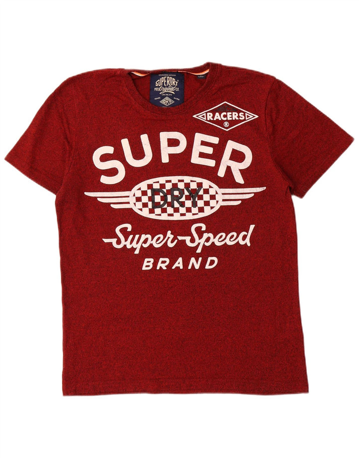 SUPERDRY Herren-T-Shirt mit Grafik, Größe L, aus roter Baumwolle