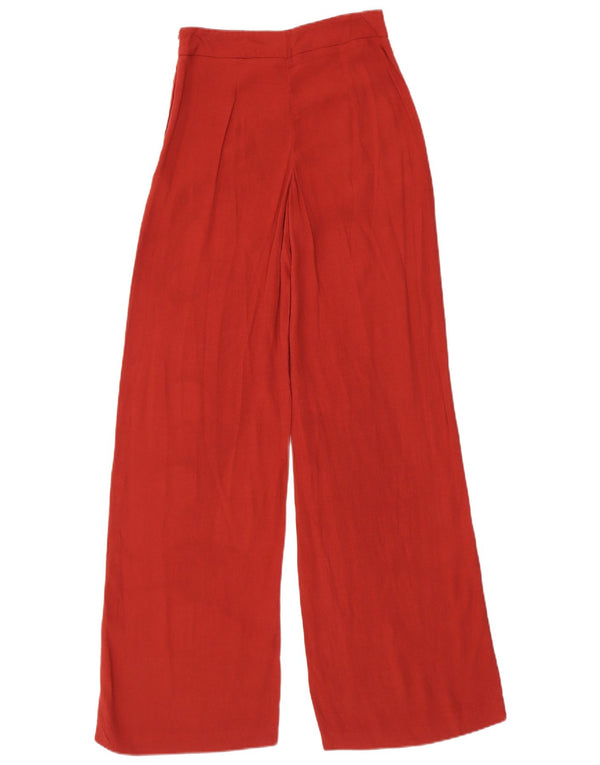 Zara Damen-Freizeithose mit weitem Bein, XS W24 L34, rote Viskose