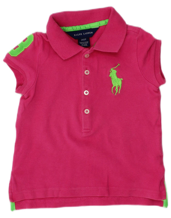 RALPH LAUREN Baby-Mädchen-Poloshirt mit Grafik, 18–24 Monate, rosa Baumwolle