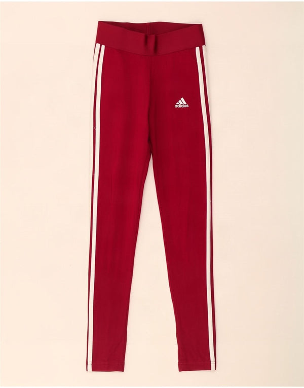 Adidas Womens Leggings UK 4/6 XS Burgundy Cotton