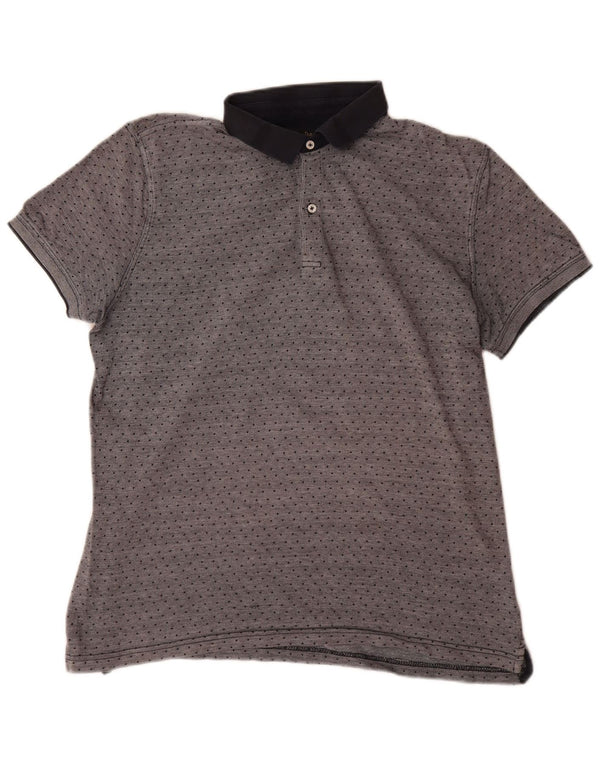 Massimo Dutti Herren-Poloshirt mit lässiger Passform, XL, grau gefleckte Baumwolle
