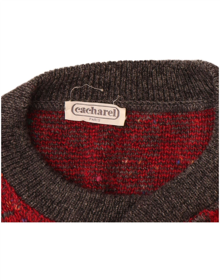 Cacharel Herren Paris Rundhalspullover Pullover IT 54 XL Rote geometrische Wolle