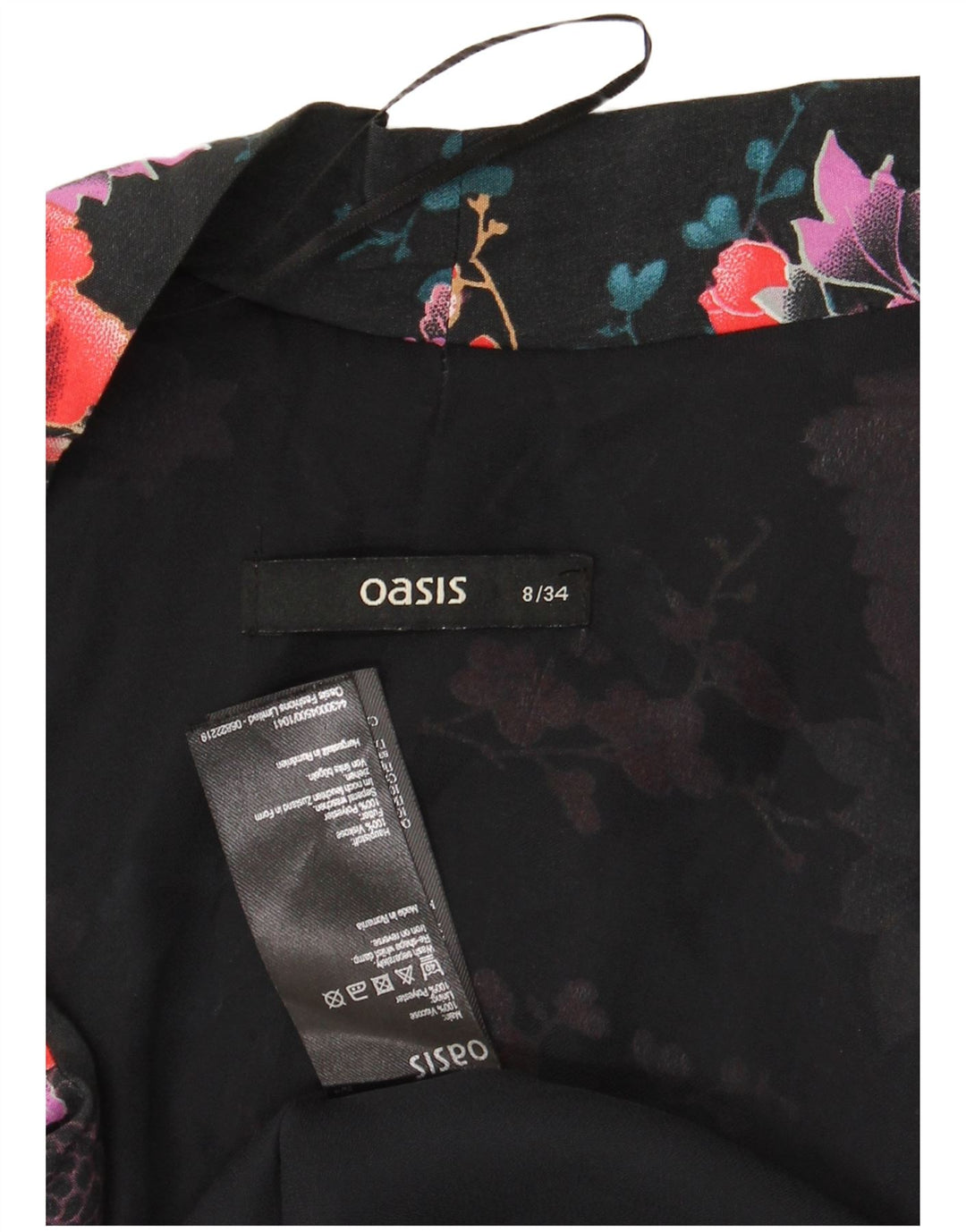 Oasis Damen-Strickjacke in Übergröße, Gr. 8, Größe S, schwarze Viskose mit Blumenmuster