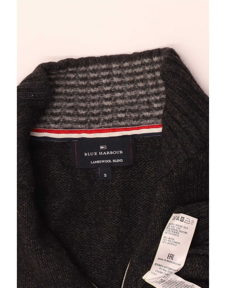 Marks & Spencer Herren Blauer Harbor-Pullover mit Reißverschluss am Hals, Größe S, Grau