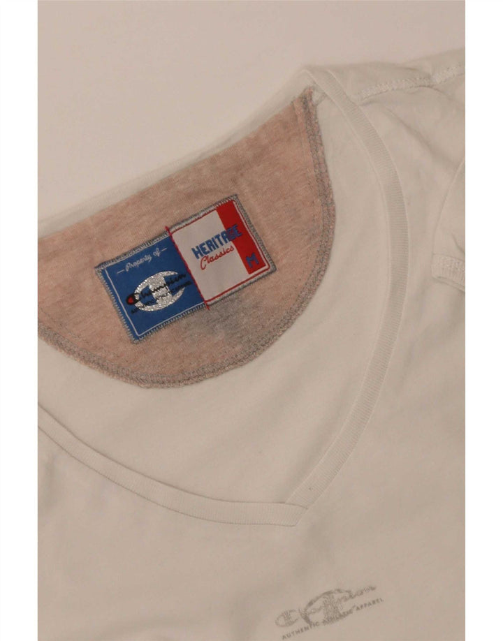 Champion Damen Heritage Classics Crop T-Shirt Top UK 12 Medium Weiß