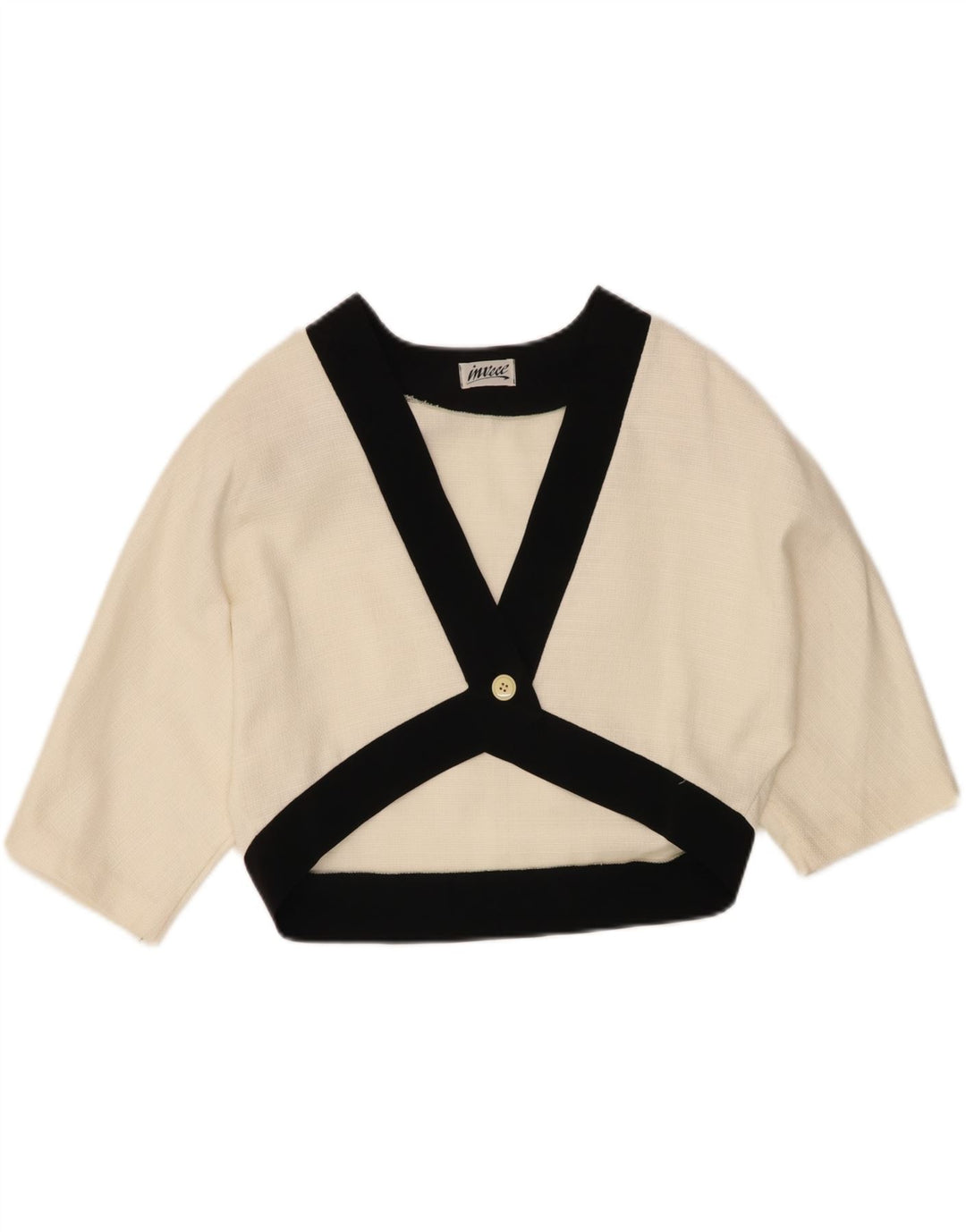 Vintage Damen Bolero Top EU 44 XL Off White Baumwolle