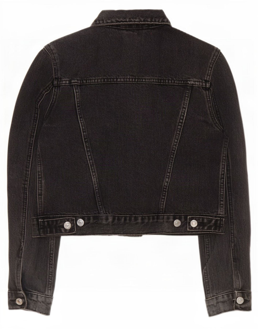 Topshop Damen Crop Denim Jacke UK 8 Small Schwarze Baumwolle