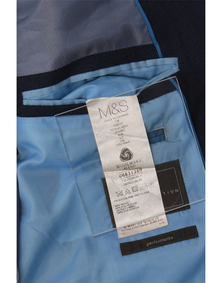 Marks & Spencer Herren-Blazer mit 2 Knöpfen, UK 42, große marineblaue Wolle