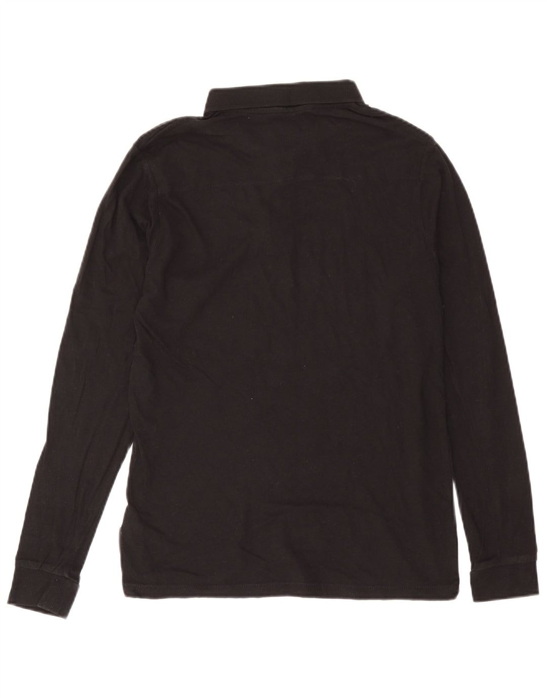 French Connection Herren-Langarm-Poloshirt aus mittelschwarzer Baumwolle