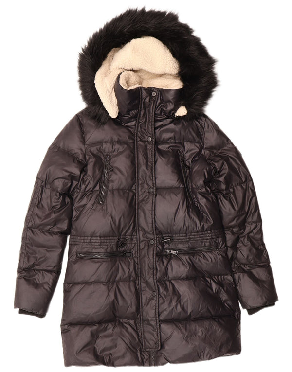 POLO RALPH LAUREN Wattierter Damenmantel mit Kapuze, UK 6, XS, Schwarz, Nylon, Winter