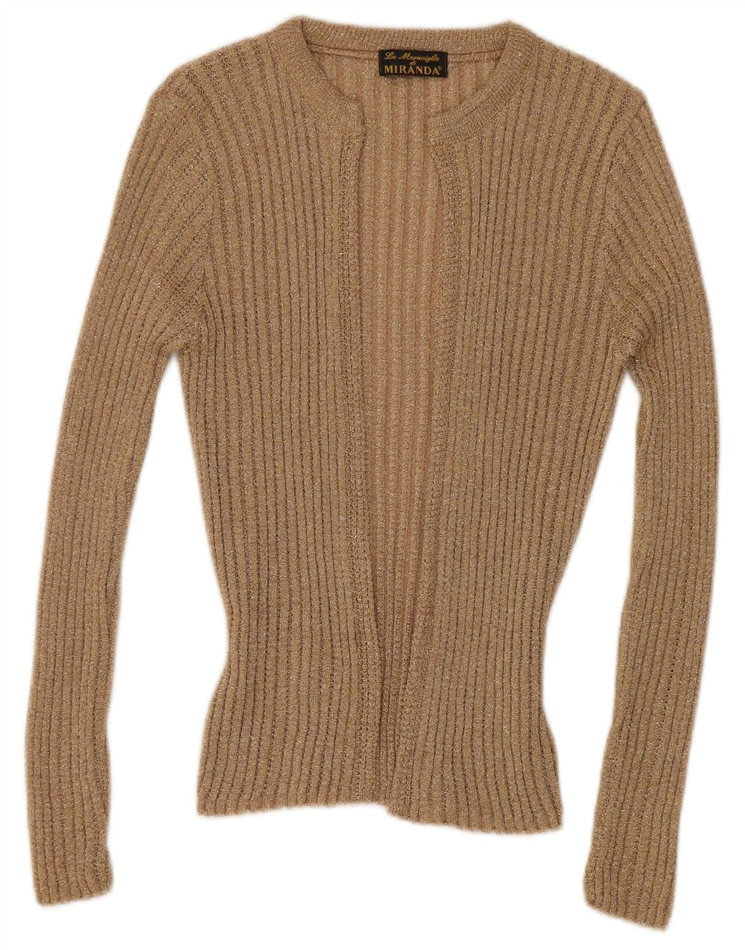 Vintage Damen Offener Cardigan Pullover UK 12 Medium Beige Flecked