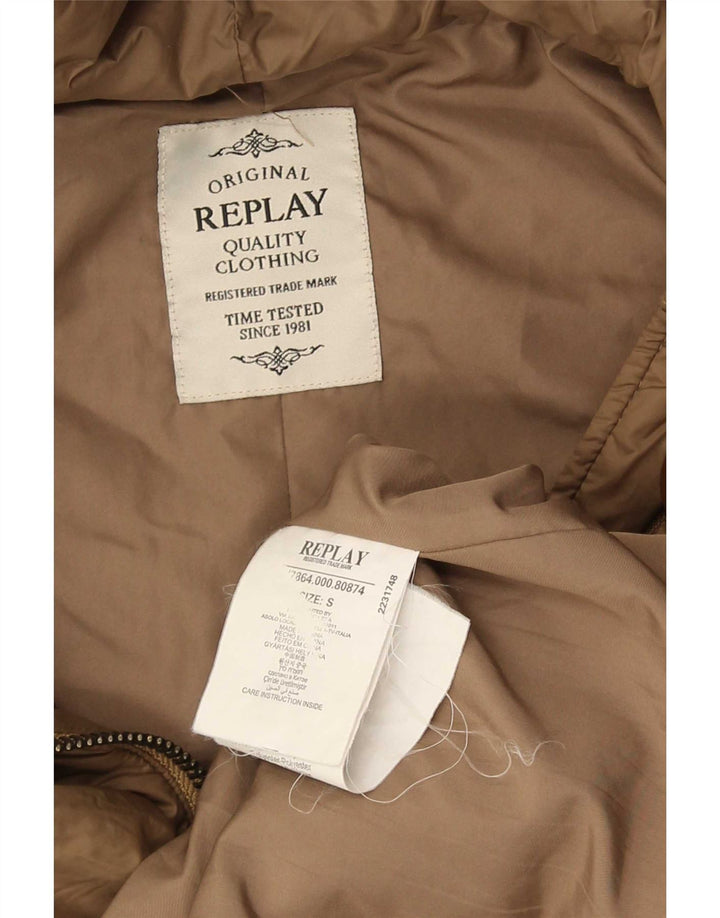 Replay Damen-Parka in Übergröße mit Kapuze, UK 10, Größe S, Braun, Polyamid