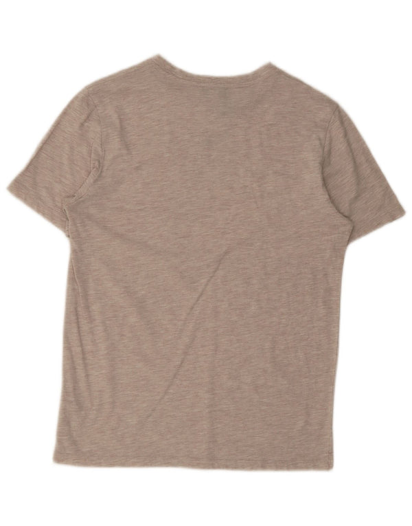 Reiss Damen T-Shirt Top UK 14 Mittelbeige gefleckte Baumwolle