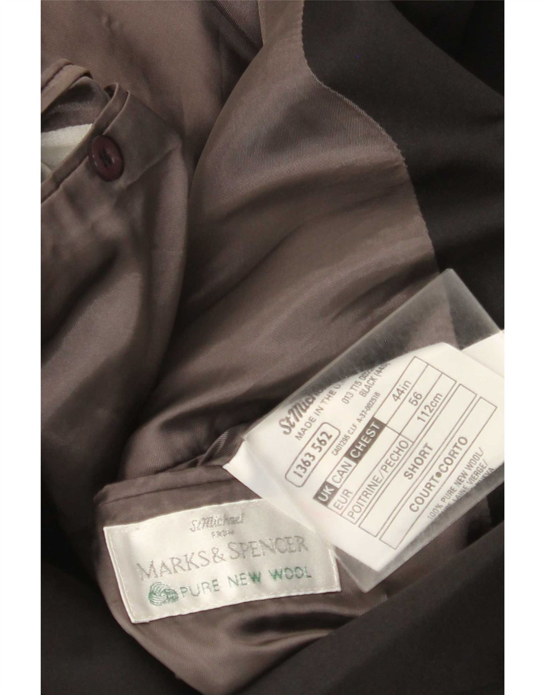 Marks & Spencer Herren-Blazer, zweireihig, Gr. 44, XL, Schwarz, Schurwolle