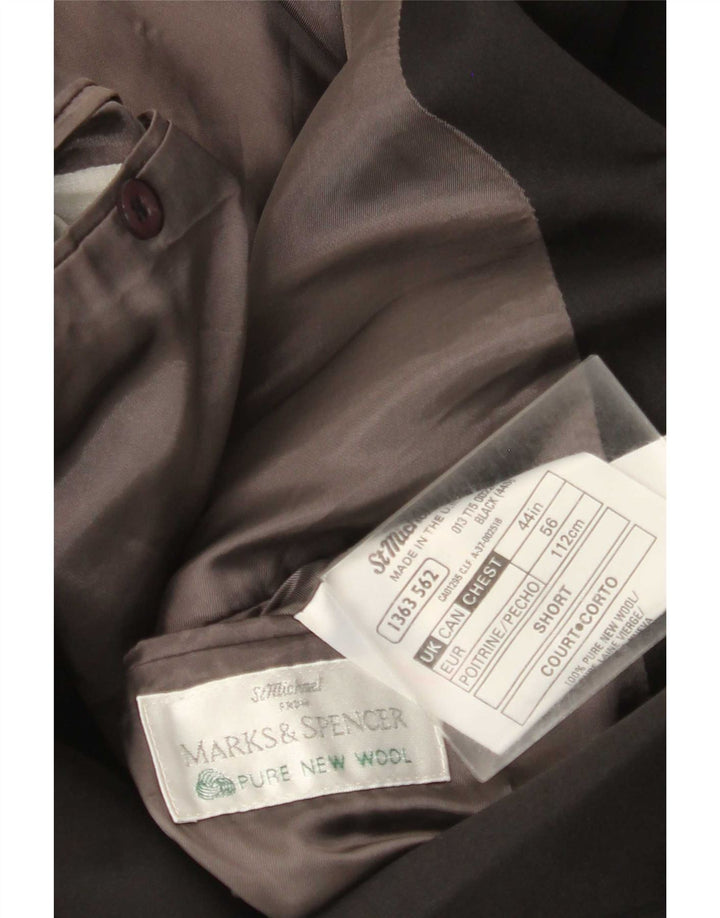 Marks & Spencer Herren-Blazer, zweireihig, Gr. 44, XL, Schwarz, Schurwolle