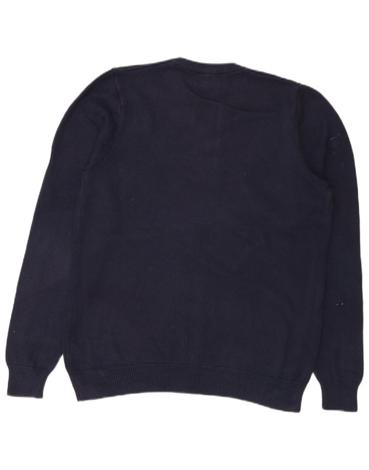 Marks & Spencer Herren-Pullover mit V-Ausschnitt aus mittelblauer Baumwolle