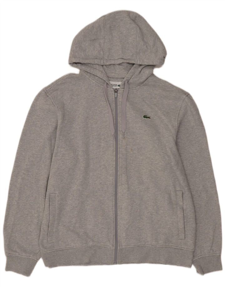 LACOSTE Herren-Kapuzenpullover mit Reißverschluss, Größe 6, XL, graue Baumwolle