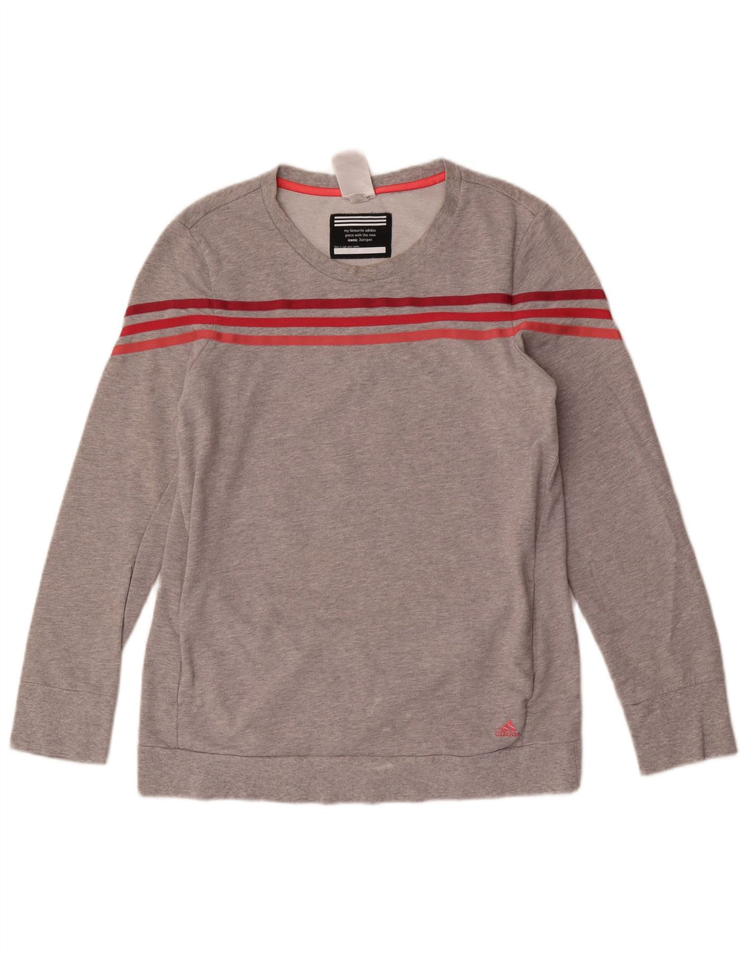 Adidas Damen Sweatshirt Pullover UK 12/14 Mittelgrau gefleckte Baumwolle