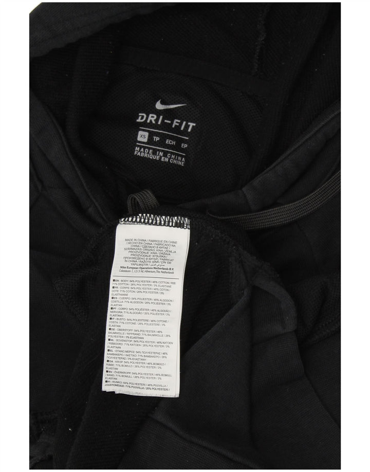 NIKE Damen Dri Fit Übergroßer Kapuzenpullover UK 6 XS Schwarz Baumwolle