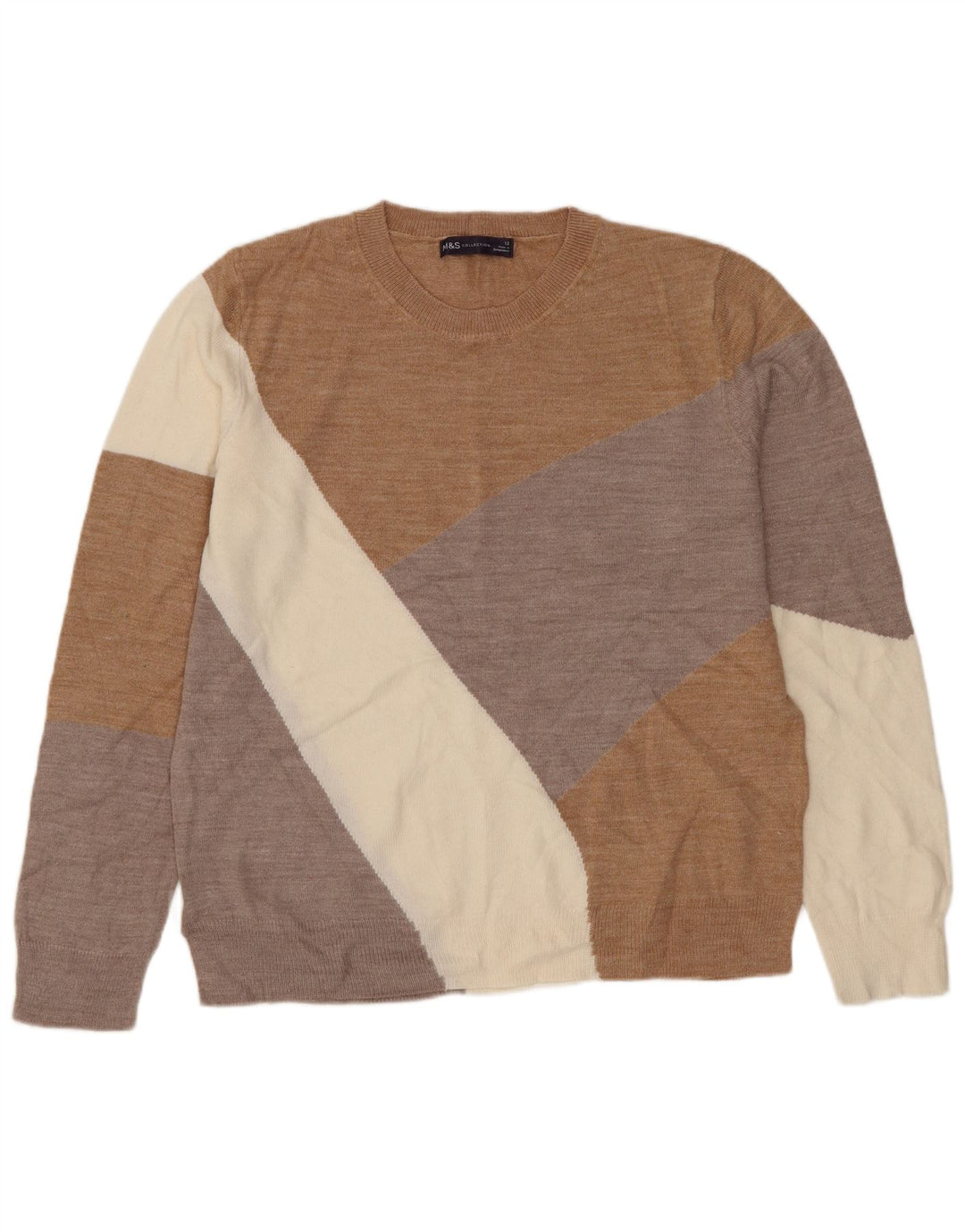MARKS & SPENCER Damen Pullover mit Rundhalsausschnitt, UK 12, Mittelbraun