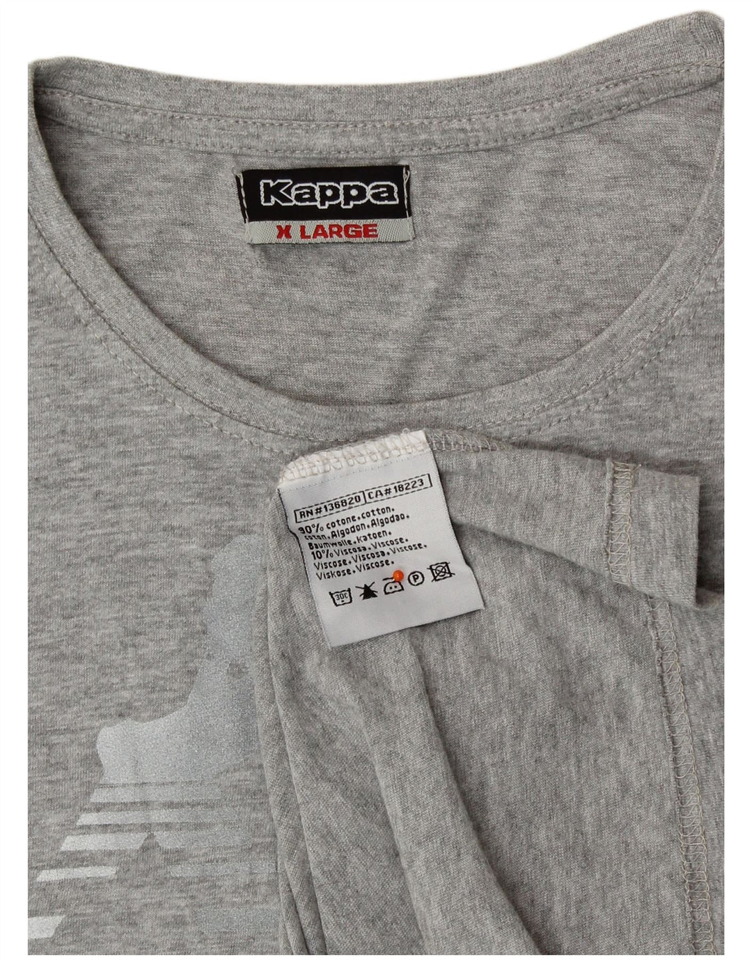 KAPPA Damen Grafik T-Shirt Top UK 18 XL Grau Baumwolle
