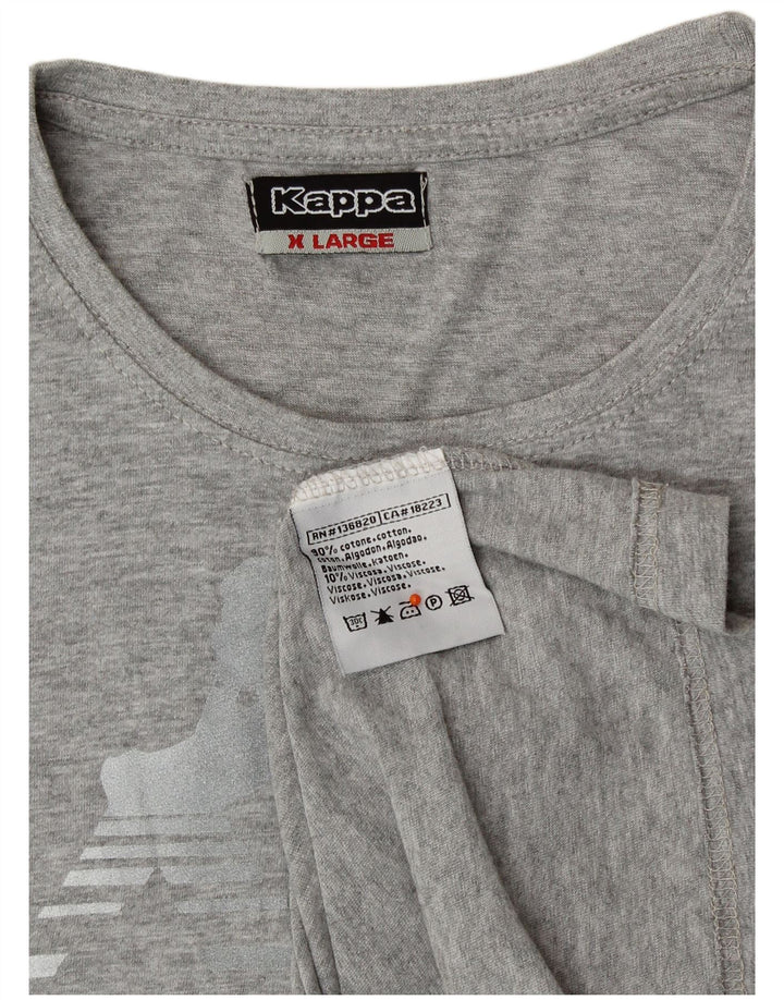 KAPPA Damen Grafik T-Shirt Top UK 18 XL Grau Baumwolle