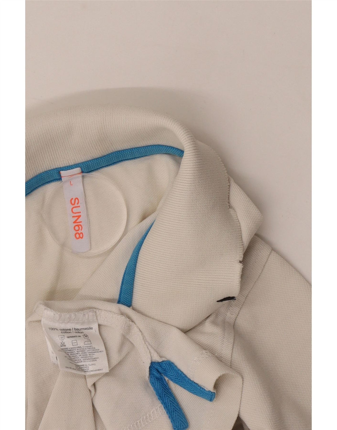 Sun68 Herren-Poloshirt, groß, weiße Baumwolle