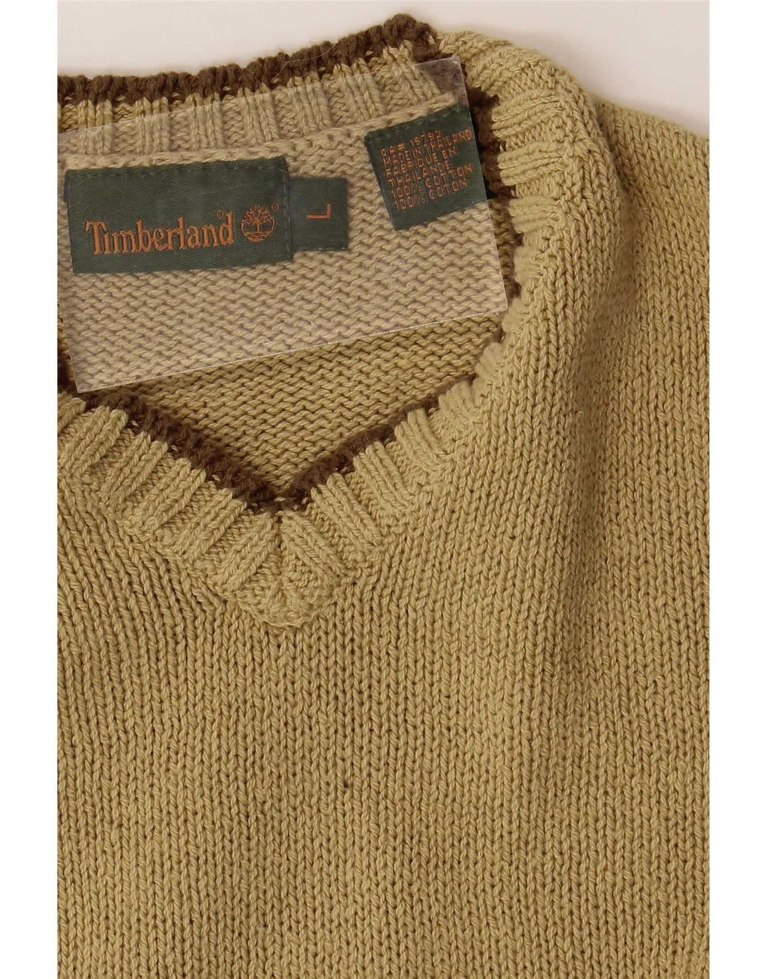 Timberland Herren-Pullover mit V-Ausschnitt, groß, grüne Baumwolle