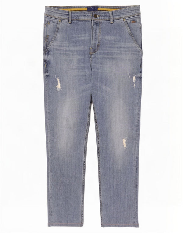Zara Herren Distressed Cropped Jeans EU 42 Groß W32 L26 Blaue Baumwolle