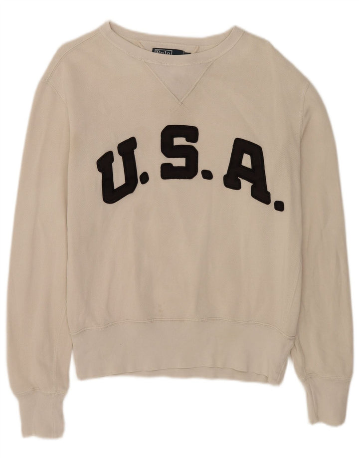 Polo Ralph Lauren Herren-Sweatshirt mit Grafik, Größe S, gebrochenes Weiß