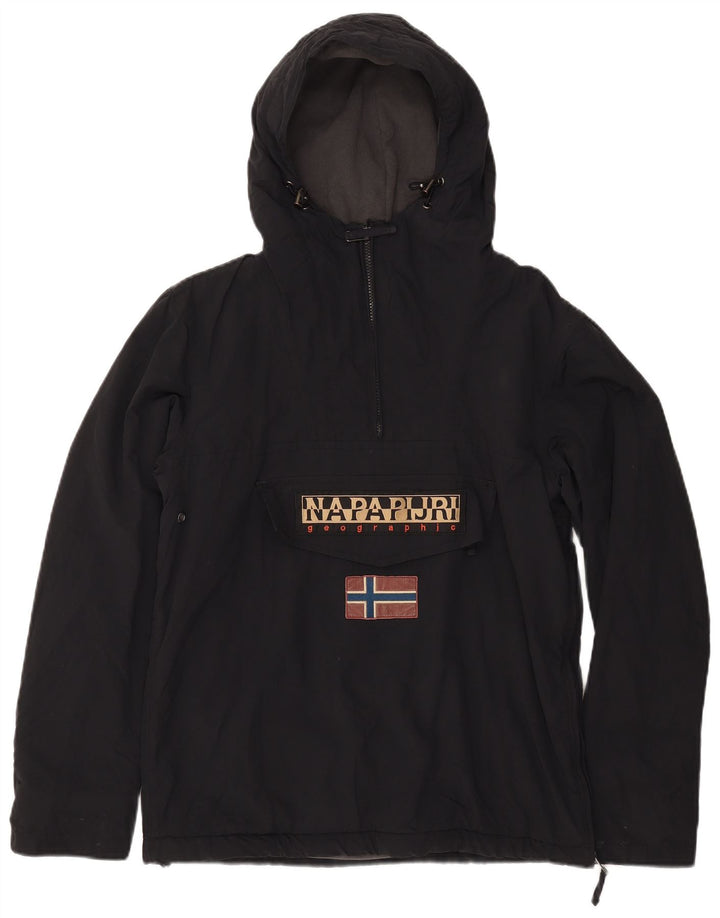 NAPAPIJRI Herren-Anorakjacke mit grafischer Kapuze, UK 36, Größe S, Schwarz, Polyester