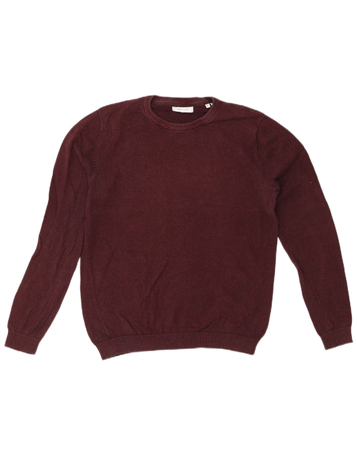 JACK & JONES Herren-Pullover mit Rundhalsausschnitt, mittlerer burgunderroter Baumwolle