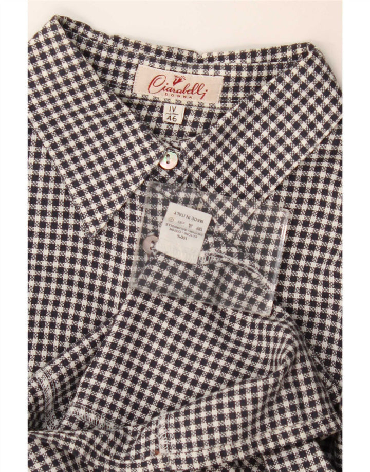 Vintage Damenhemd IT 46 Große schwarze Gingham-Baumwolle