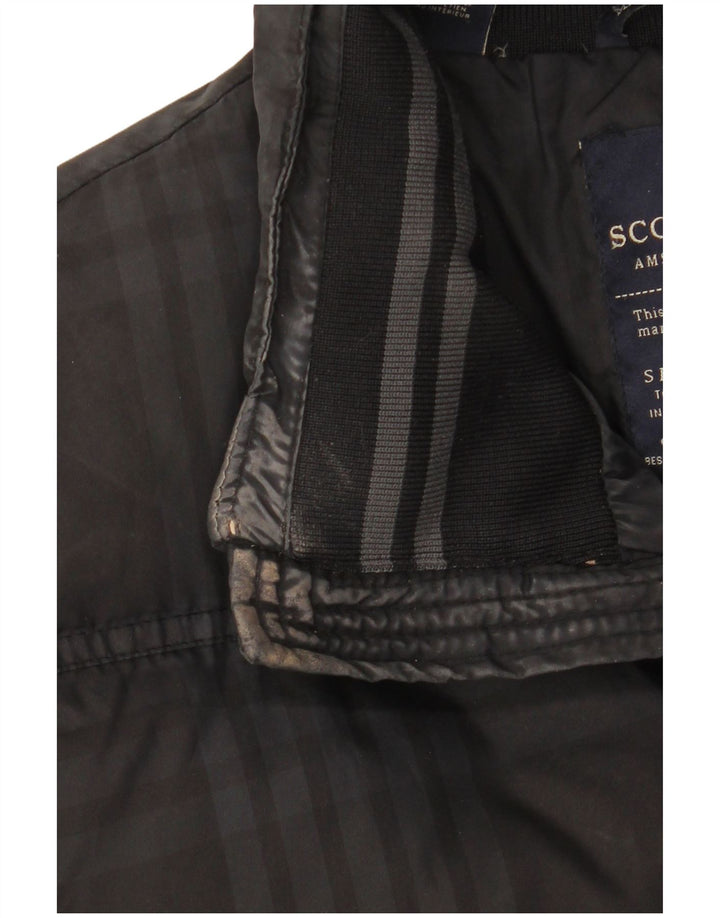 Scotch & Soda Herren Amsterdam Couture Wattierte Jacke UK 38 Medium Schwarz Kariert