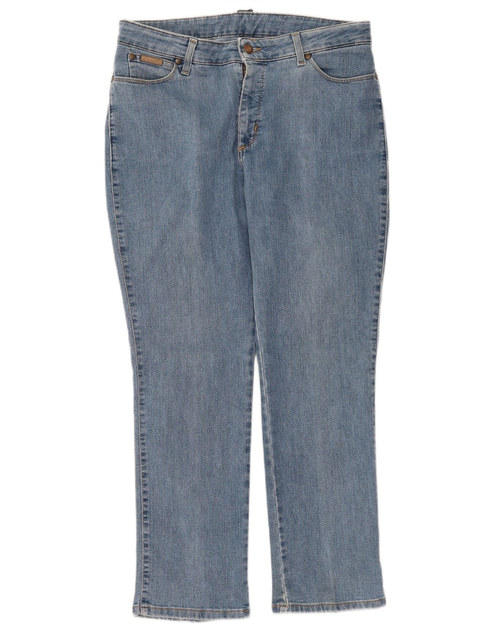 Wrangler Damen Straight Jeans W34 L28 Blaue Baumwolle