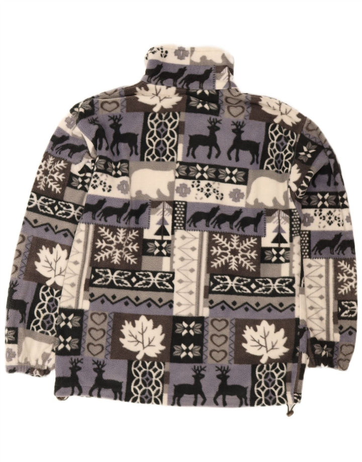 Vintage Herren Fleecejacke UK 40 Large Grau Fair Isle Polyester