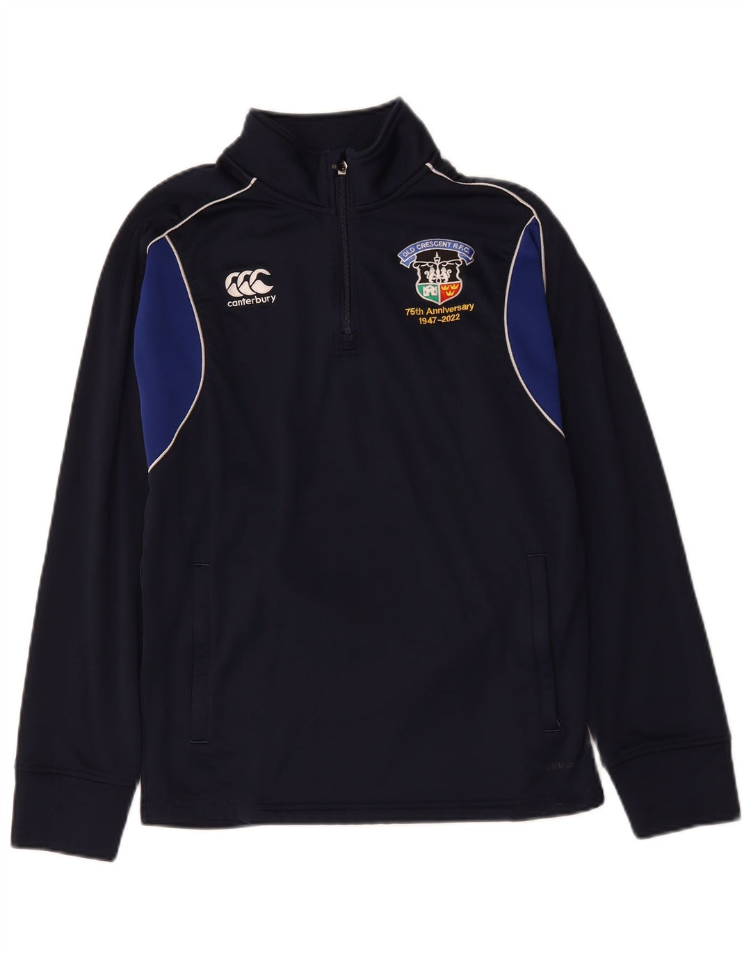 Canterbury Herren-Pullover-Trainingsanzugoberteil mit Reißverschluss am Hals, Größe S, Marineblau, Farbblock