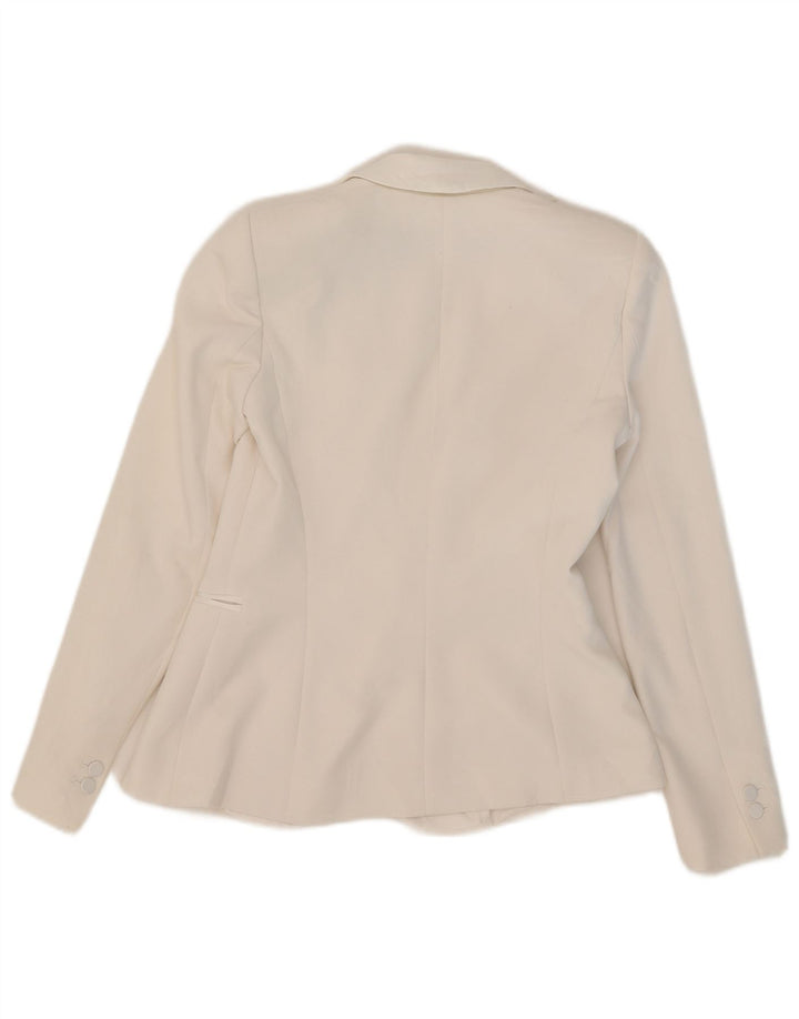 Zara Damen 1-Knopf-Blazerjacke UK 10 Small Weiß Polyester