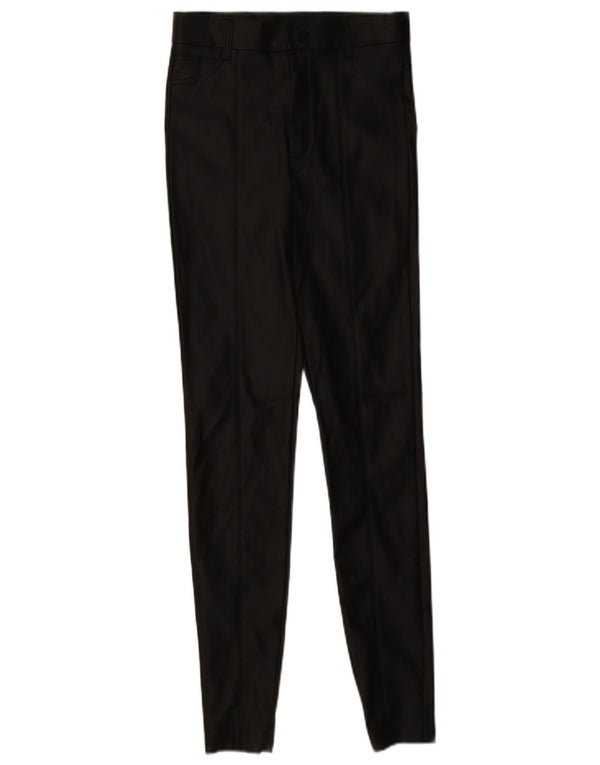 Zara Damen Skinny-Hose aus Kunstleder, Größe S, W26, L29, Schwarz, Polyester