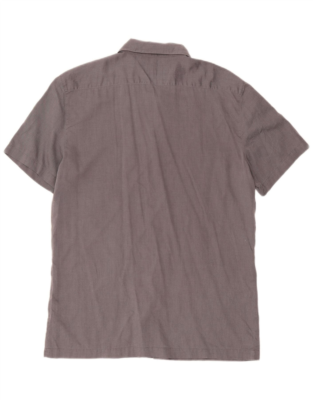 Trussardi Herren-Kurzarmhemd XL aus grauer Baumwolle mit Fischgrätenmuster